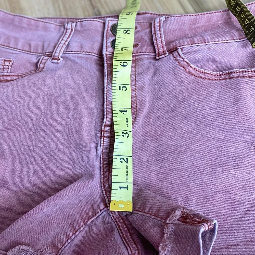 ❤️🙌SO! Raspberry Pink Favorite Midi Rise Denim Cropped Shorts - Picture 6 of 7